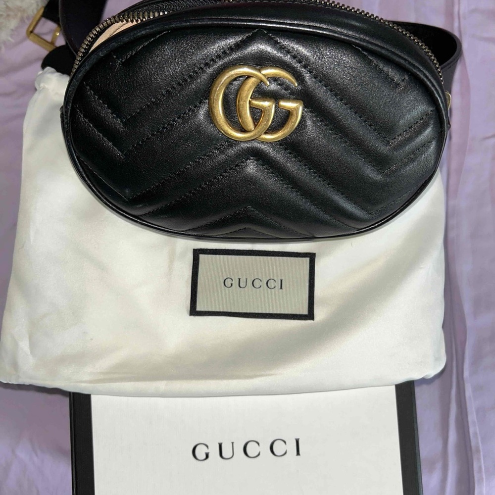 Gucci Black and Gold Mini Bag with Iconic Quilted Design